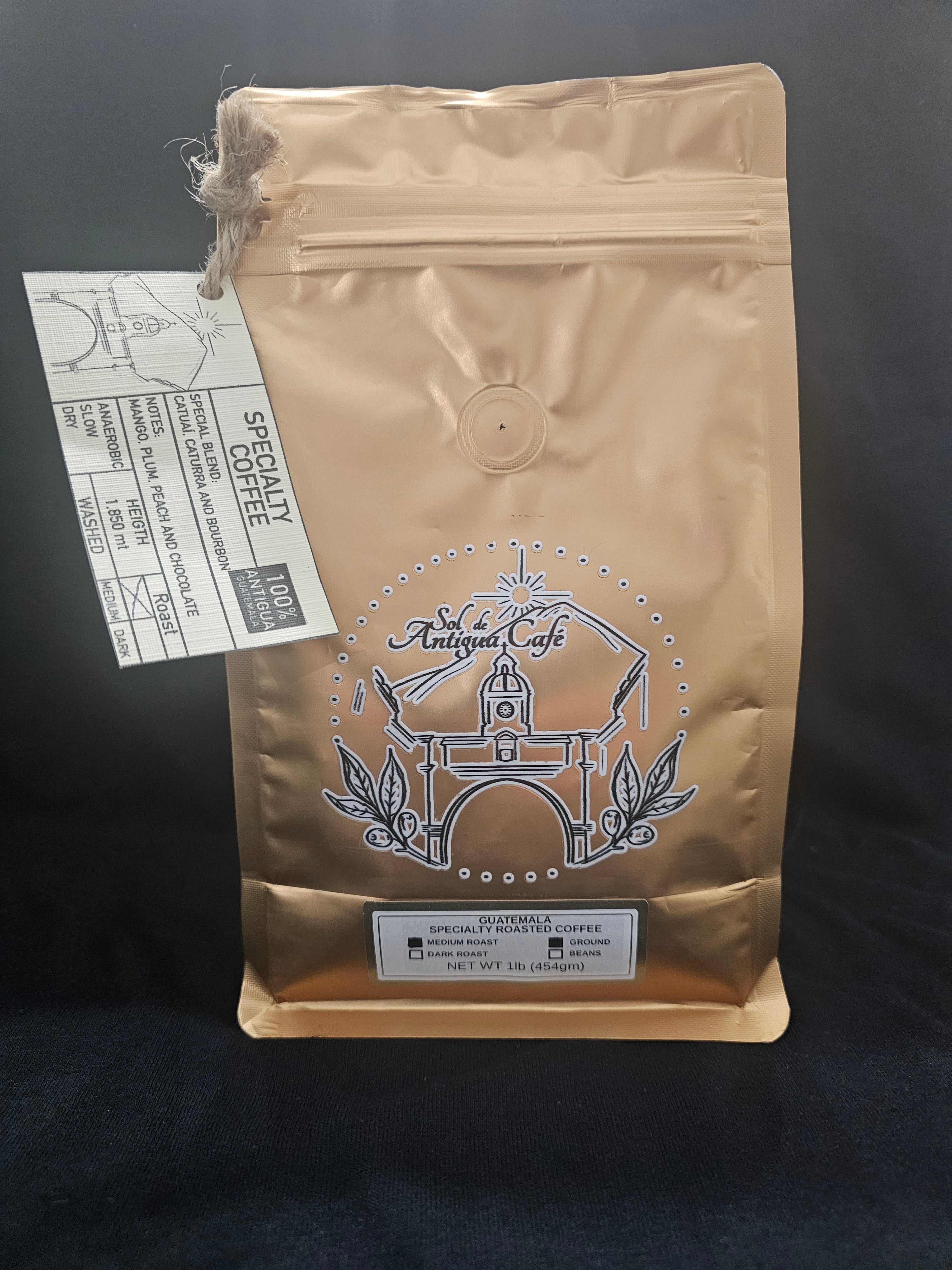 Sol de Antigua – Medium Roast Ground Coffee (1 lb Resealable Bag)